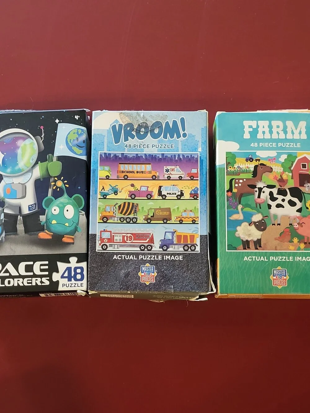 Master Kids Pieces Puzzle Farm Vroom Space Explorers Games Puzzles Lot Of 3